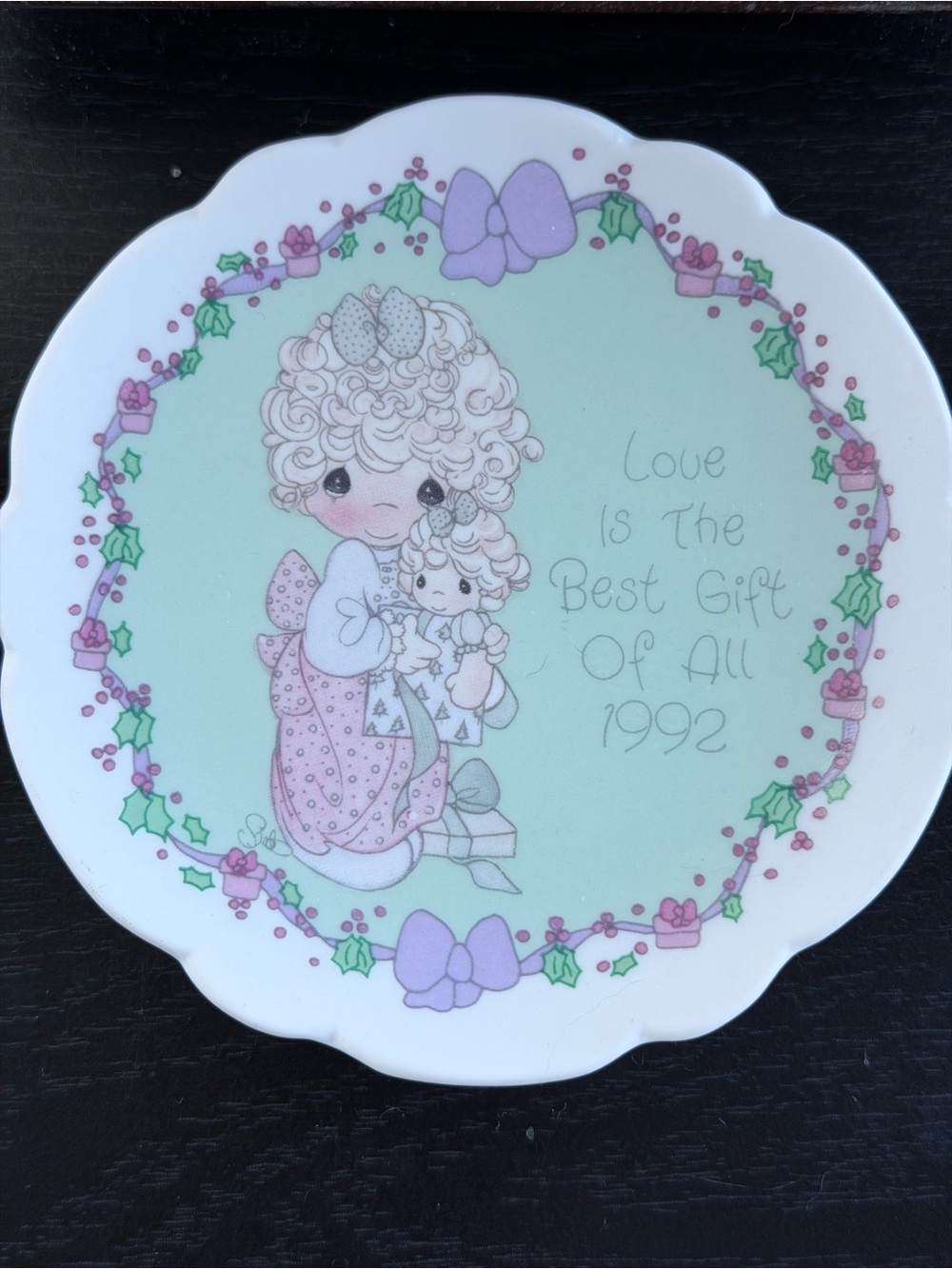 Enesco White Decorative Plate from Precious Moments Collection - MINIATURE PLATE